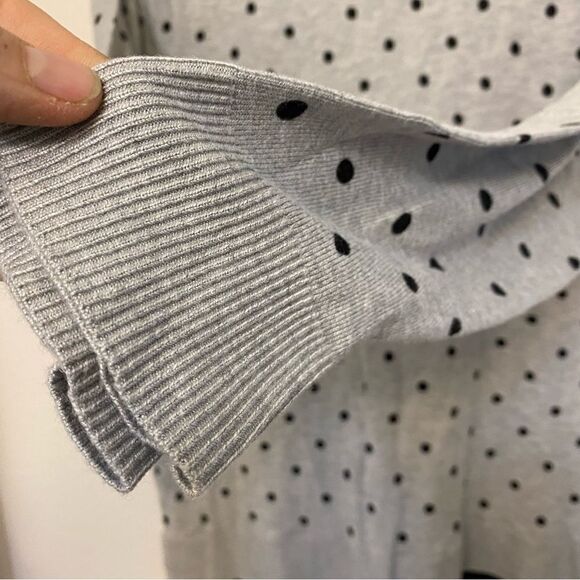 Lane Bryant knit gray black polka dot v neck sweater chiffon trim 18/20 - Picture 10 of 10